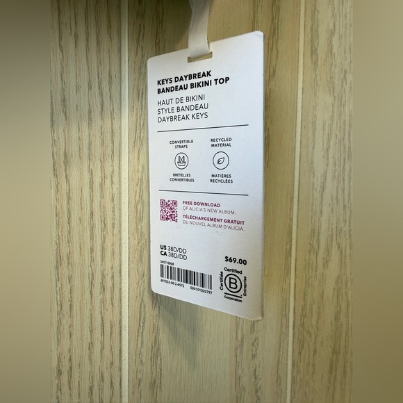 Athleta KEYS DAYBREAK BANDEAU Maroon BIKINI TOP US 38D/DD NWT - Picture 4 of 4